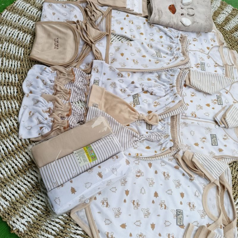 53 PCS Perlengkapan Baju Bayi Baru Lahir/Paket Komplit Terlengkap/Paket Brojol Baby Seri Coklat talitababywear