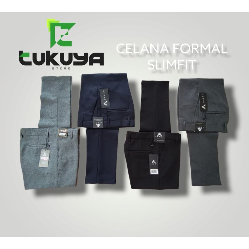 CELANA FORMAL BAHAN DASAR WOOL PRIA SLIMFIT 27-38