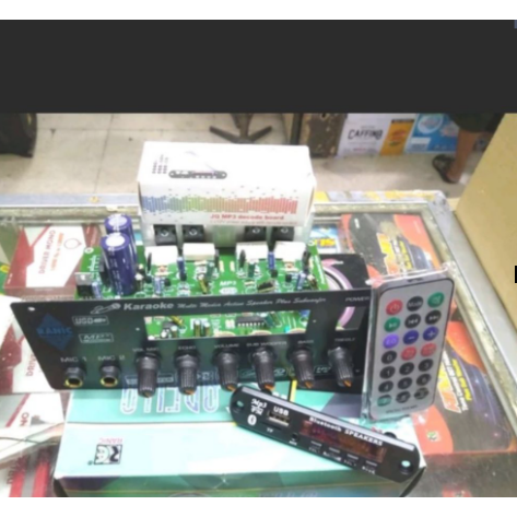 Kit rangkaian modul speaker aktif bluetooth mp3 Mic echo subwoofer tegangan 18 sampai 20 volt tingal