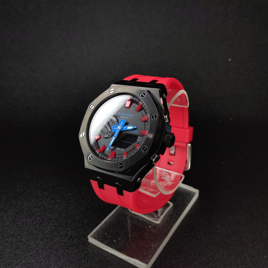 Jam Tangan Pria Wanita Casio G-Shock GM-2100 Series Custom Gen 1 Captain Red Black