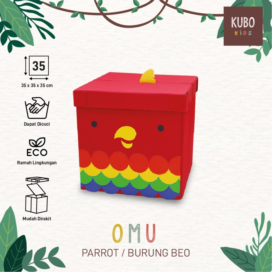 KUBO JUNGLE OMU PARROT 35 X 35 X 35 CM Kotak Penyimpanan