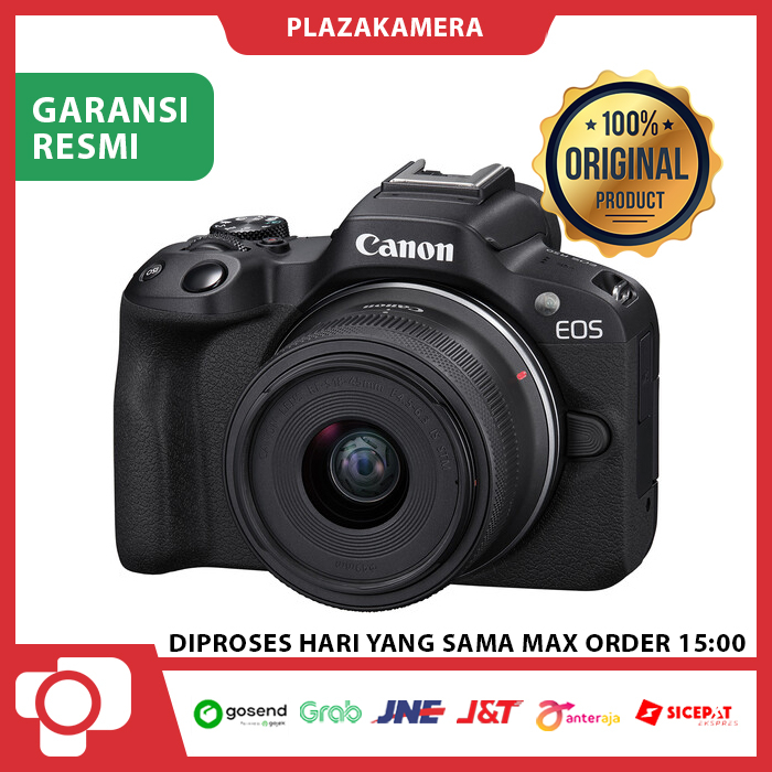 Canon EOS R50 Kit Lensa RF-S 18-45mm STM Kamera Mirrorless Black Resmi