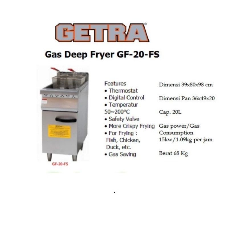 Standing Gas Deep Fryer | Getra GF-20-FS