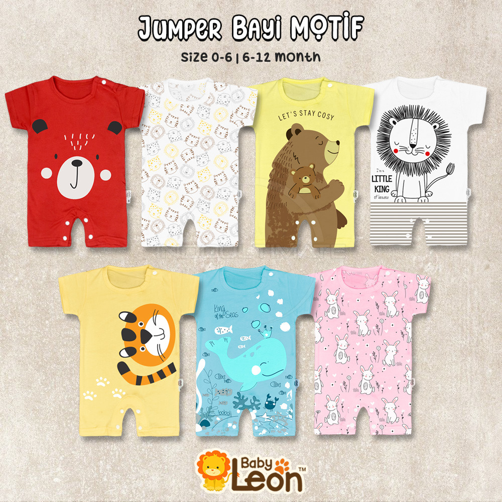 BABY LEON Jumpsuit Bayi GY-049 Laki-Laki Jumper Bayi Lengan Pendek Jumper Kancing Snap Jumpsuit Anak Balita Cowok Baju Bayi Laki-laki Setelan Baju Bayi Kaos Bayi Baju Tidur Bayi Baju Harian Bayi Perlengkapan Bayi Baru Lahir Playsuit Bayi