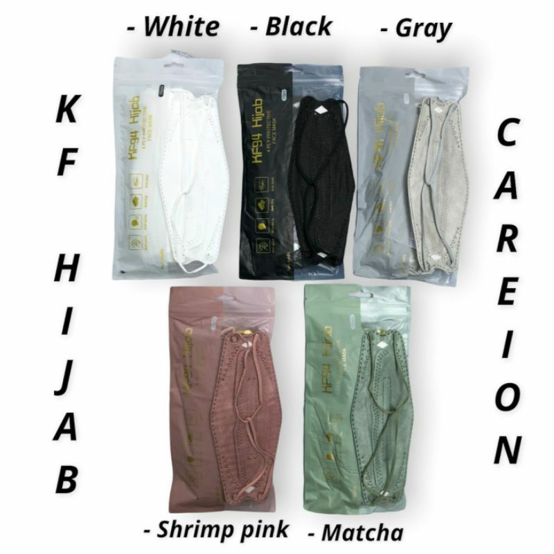 ZAIN MASKER KF94 KF HIJAB HEADLOOP WARNA MERK CAREION / CARE ISI 10 LBR