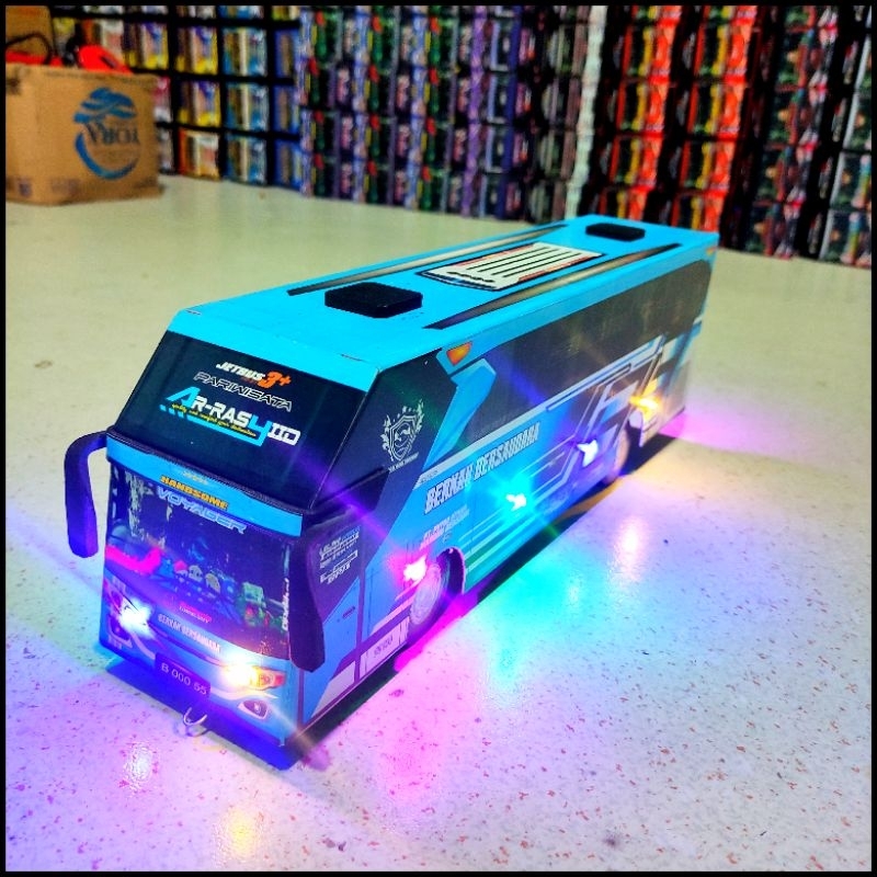 Miniatur Bus Telolet Basuri Berkah Bersaudara AR-Rasyid Full Lampu