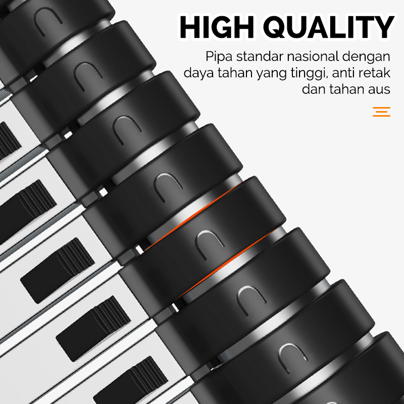 Tangga Lipat Aluminium 4.4m 15 Steps Tangga Teleskopik 4.4m Paduan Aluminium Berkualitas Tinggi Tidak Berkarat Tangga Lipat Multifungsi V5B1 Megahomedecor