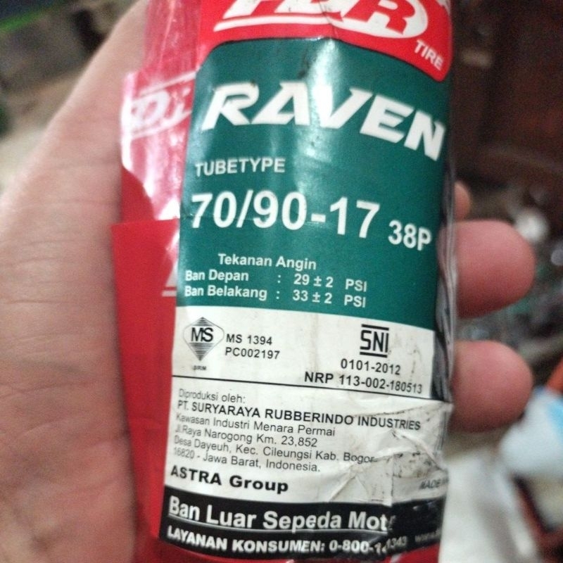 BAN LUAR FDR RAVEN 70/90-17 RING 17 FDR TUBETYPE RACING
