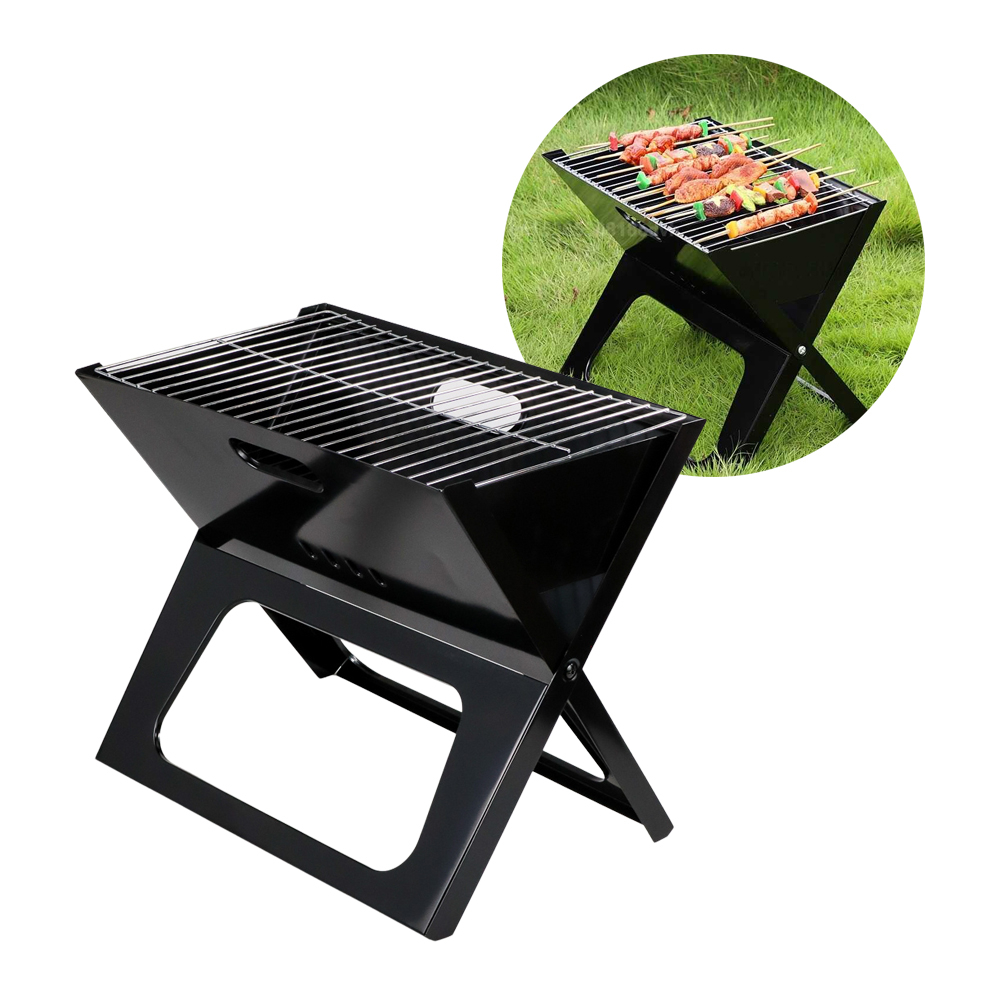 X-Shaped Alat Panggang Arang BBQ Lipat Outdoor Grill Stove - ZM-1007S - Black