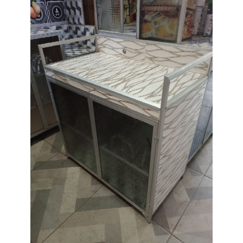 Rak kompor meja kompor rak piring rak dapur pintu2 bawahdan samping keramik belakang almunium