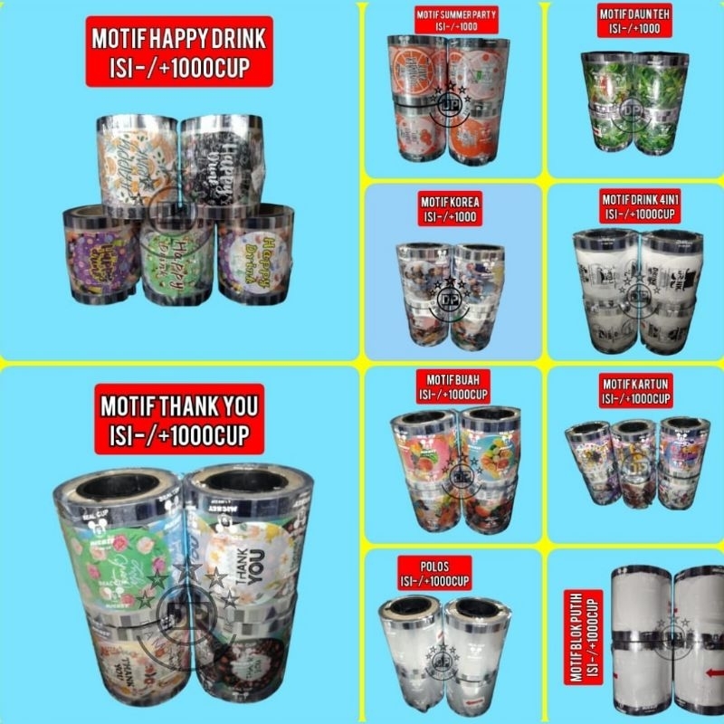 SEAL CUP Polos Plastik Lid Cup SEALER POLOS Kartun Buah Daun Teh Drink Thank you Korea Summer Party