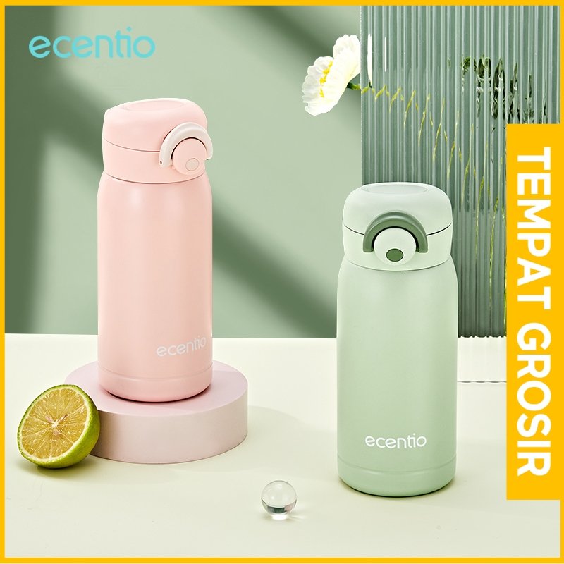 ecentio termos mini botol minum termos air panas anak 320ml Hijau/merah muda/stainless steel 304 botol air kecil minum