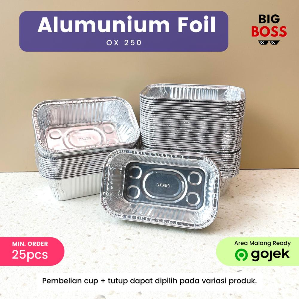 Aluminium Foil Tray OX-250 + Tutup Cup Macaroni Schotel / Pastel Tutup / Baked Lasagna Mentai / Klapertart 250ml