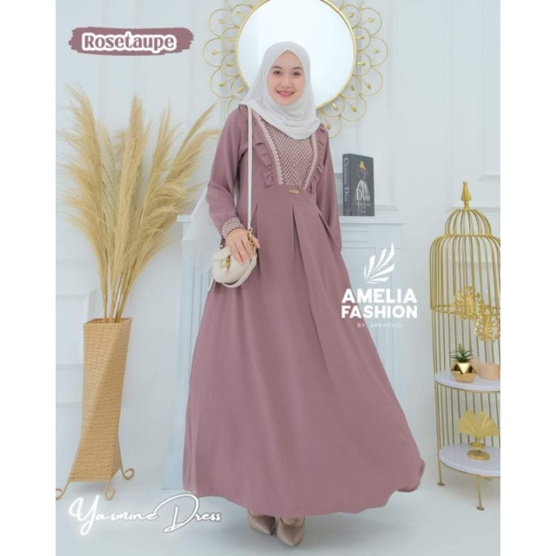 GAMIS CANTIK YASMINE DRESS BY AMELIA FASHION OUTFIT CRINGKLE TERBARU KEKINIAN