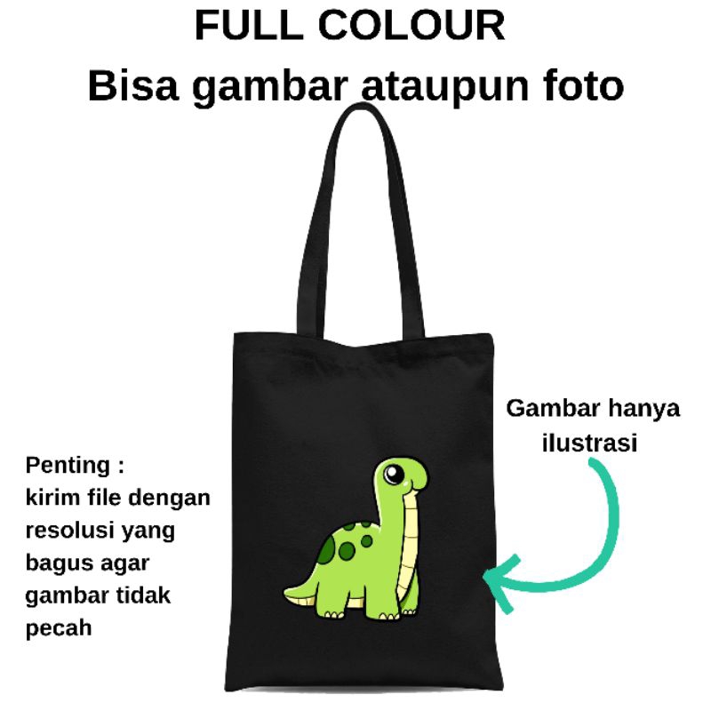 BISA CUSTOM SATUAN TOTEBAG DTF RESLETING Full colour atau Foto tas tote bag kuliah kampus kuliah viral || Kiiyoomii ||