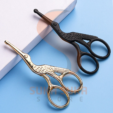 Vintage Beauty Scissors Gunting Bulu Mata Hidung Alis Bahan Stainless Steel Ujung Bulat Bentuk Burung Bangau Antik Unik Premium