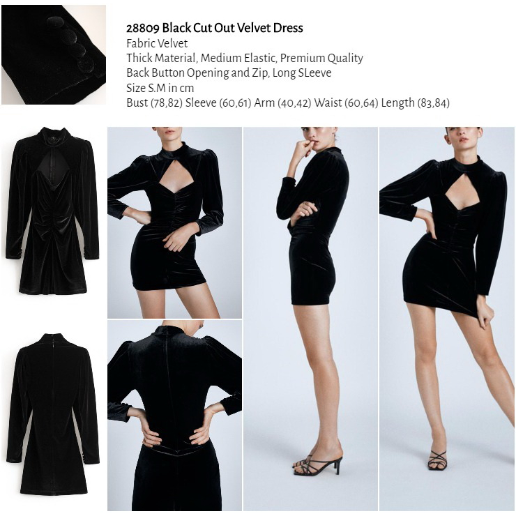 28809 SALE DRESS HITAM PESTA DRESS BELUDRU LACE VELVET DRESS