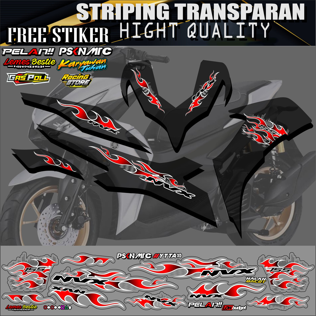 STRIPING AEROX NEW 155 STIKER TRANSPARAN NVX 155