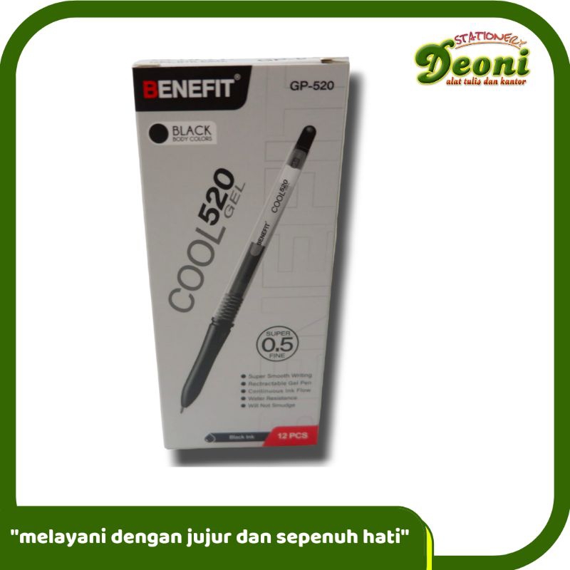 

BENEFIT Cool Gel Pen / Bolpen / Pulpen / Pena Mirip Kokoro / Pen Kokoro GP-520 0.5mm Hitam