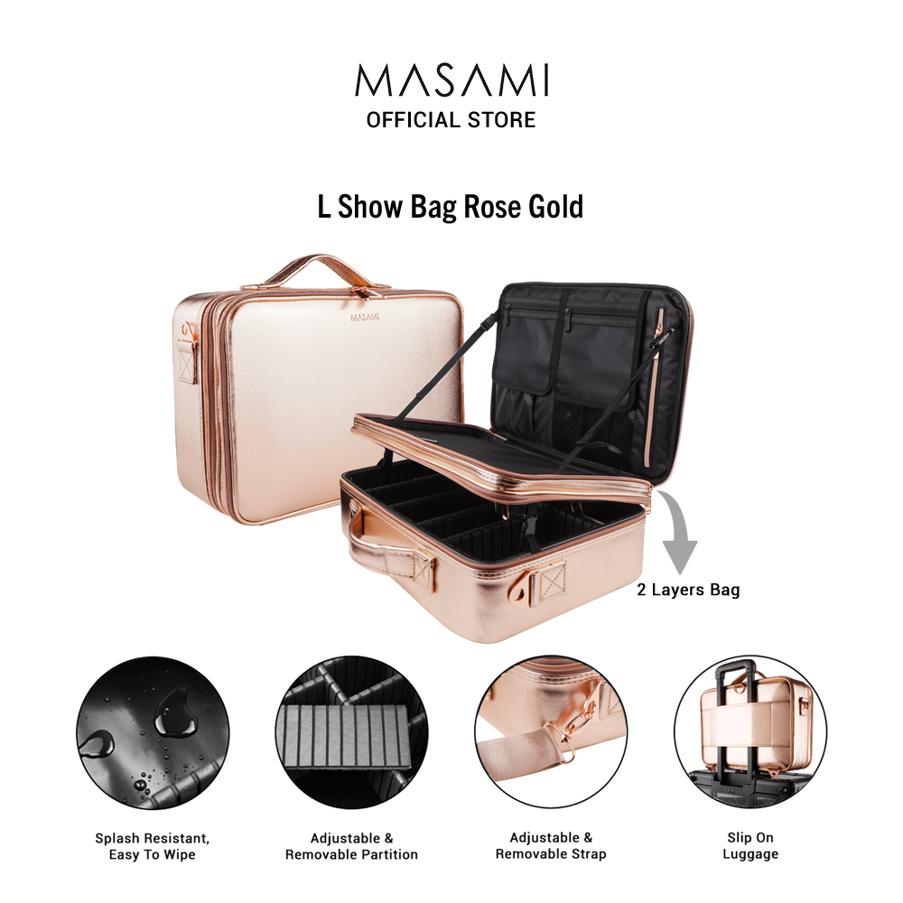 Masami L Show Bag Rose Gold 40x29x14cm Makeup Bag MUA Tas Make Up