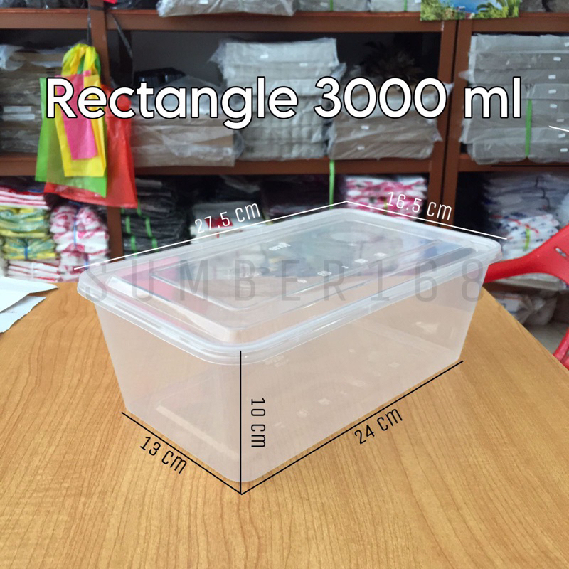 [10PCS] THINWALL RECTANGLE 3000ML ENVI THINWALL PERSEGI PANJANG 3000ML THINWALL ENVI BENING