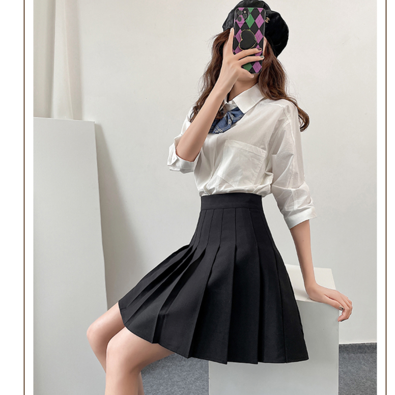 Mini Skirt Wanita Hitam Korean Rok Span Pendek Lipit Casual Skirt