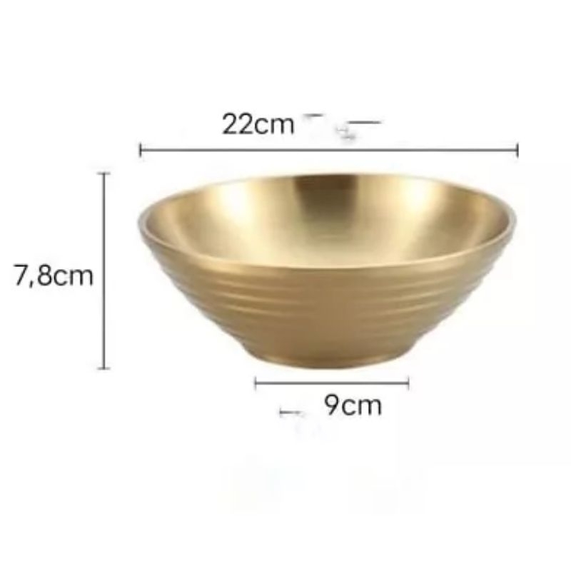 Bahan Tebal Mangkok Stainless 304 Emas Double Wall Gold Ramen Bowl / Mangkuk Korea / Mangkok Import / Mangkok Ramen