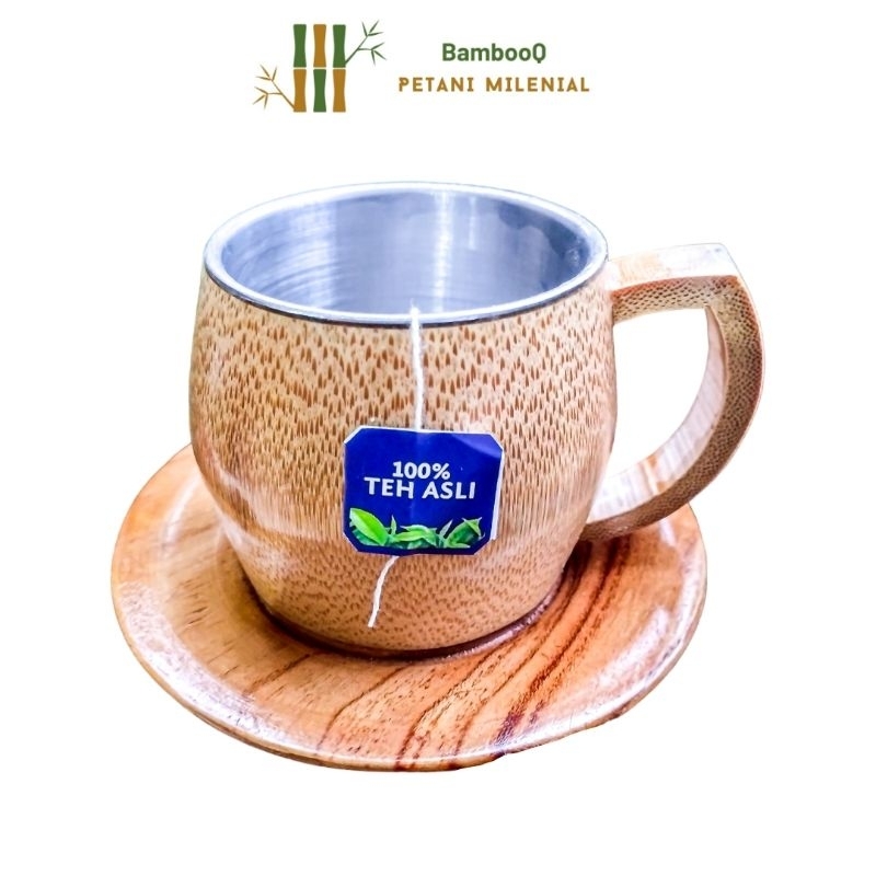 Gelas Cangkir Bambu Stainless Cangkir Kayu Stainless Tradisional Unik Cangkir Kopi Kedai Cafe