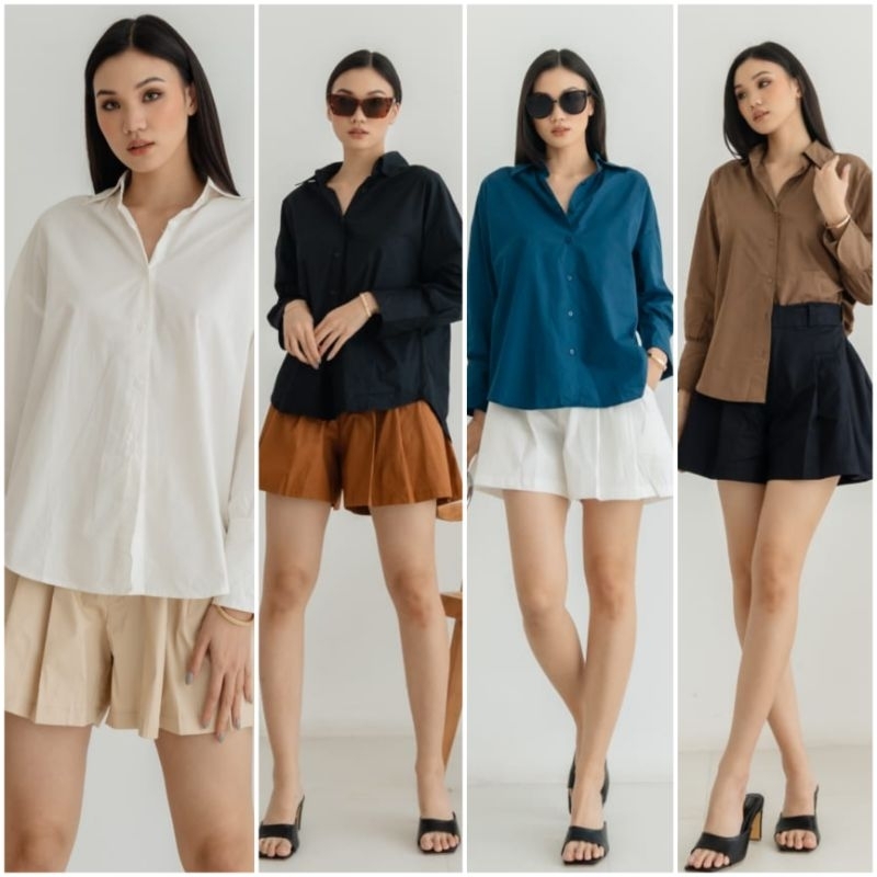 ♡ PREMIUM ♡ ORIGINAL ! SHAYNNE BIG SIZE COLLAR BUTTON LONG SLEEVE SHIRT ( BUSUI &amp; HIJAB FRIENDLY )