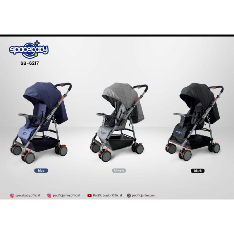 Kereta Dorong Bayi Anak Baby Stroller Space Baby Sb-6217 Reversible Stir Cabin Size