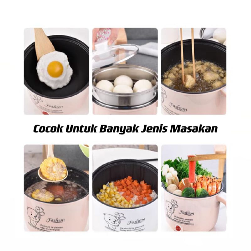 Panci Listrik KUKUS / Elektrik Bahan Teflon Free Kukusan Stainless / Panci Serbaguna⭐Panda99⭐