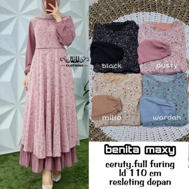 DRESS GAMIS TERBARU LD 110 CERUTY BENITA MAXY W&amp;W