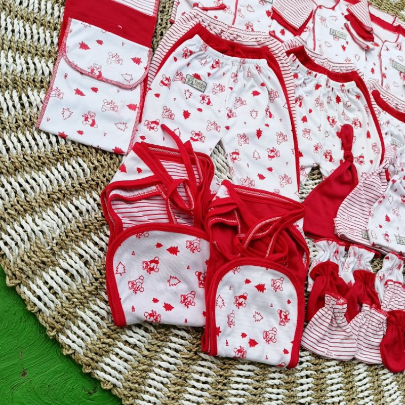 51 PCS Perlengkapan Bayi Baru Lahir Seri Merah Paket Brojol Baby Newborn komplit Paket Baju Bayi Lengkap talitababywear