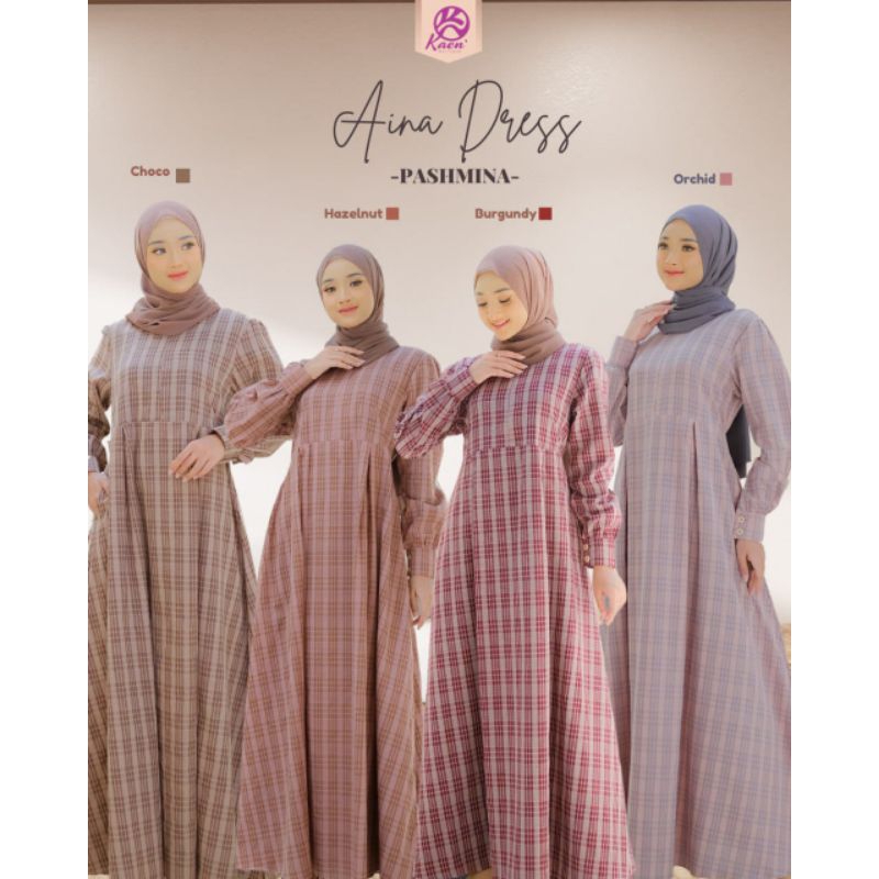 aina dress by kaen gamis kotak kotak/ dres kotak kotak