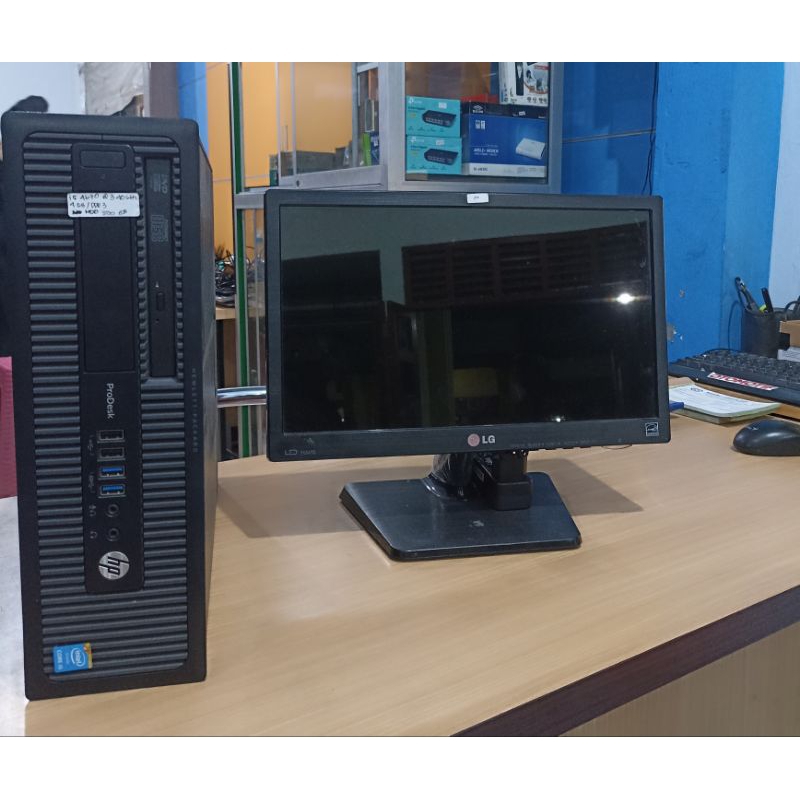 Paket Komputer hp desktop Core i5 gen 4 Ram 4gb Hdd 500gb  plus  LED Monitor 16 inch Siap Pakai