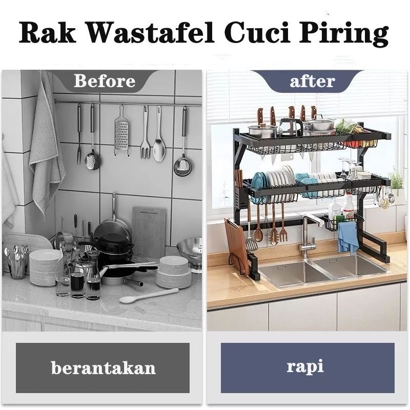 Rak  Wastafel Stainles Steel Rak Wastafel Dapur Kokoh Anti Karat