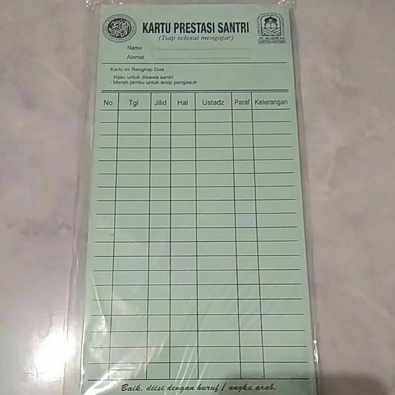 Kartu Prestasi Santri TPQ/TPA