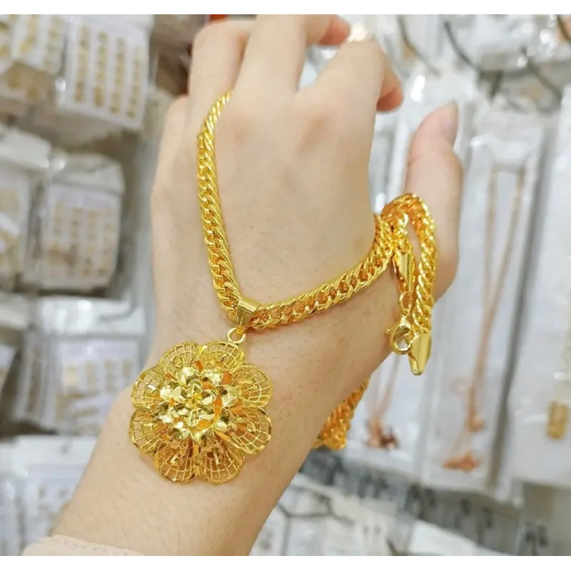 Kalung dubai dan liontin lapis emas 24k