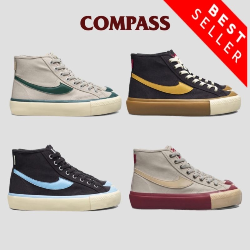 Sepatu compass gazelle high waffer marron / waffer green / caramel / ice blue original