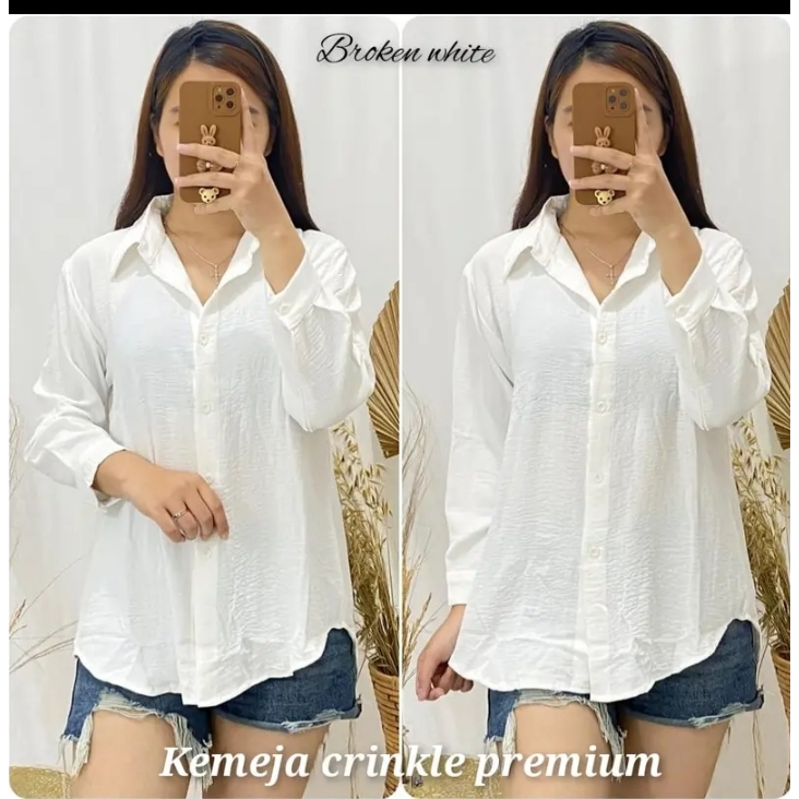 KEMEJA WANITA CRINKLE ATASAN PANJANG  MOTIF POLOS WANITA // BAJU WANITA BLOUSE // KEMEJA TRAVELING // KEMEJA WANITA TERBARU latifa-fashion 006