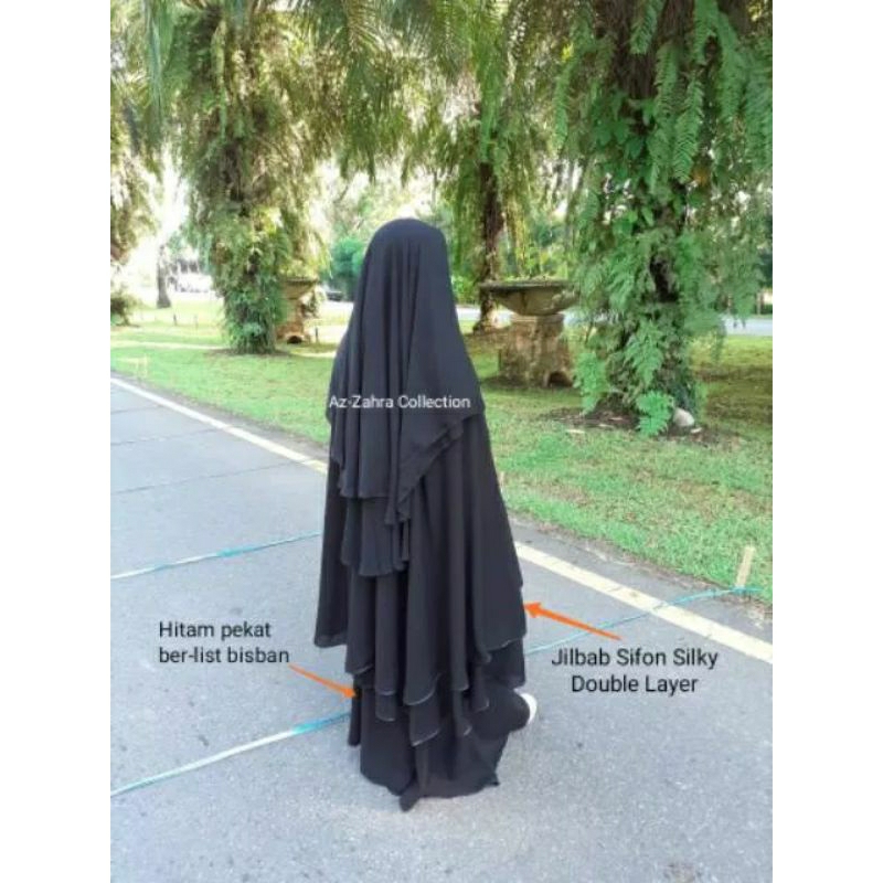 jilbab atau khimar siffon double layer list bisban