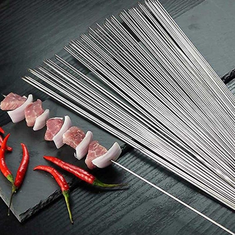 Alat Tusuk Sate Stainless Steel BBQ 33 Cm 100 pcs