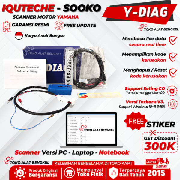 {Sparepart} Scanner motor YAMAHA versi Laptop/ PC Merk IQUTECHE Y-DIAG - Y-DIAG YAMAHA Limited