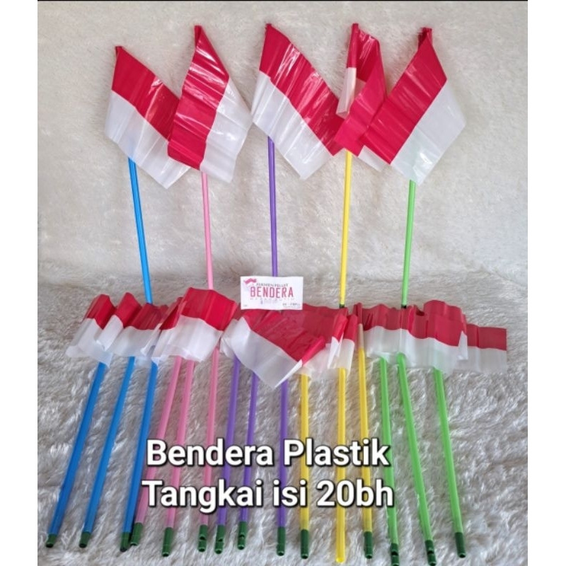 (1plastik 20btg)Bendera Plastik Bertangkai/Bendera Tangkai(20btg)