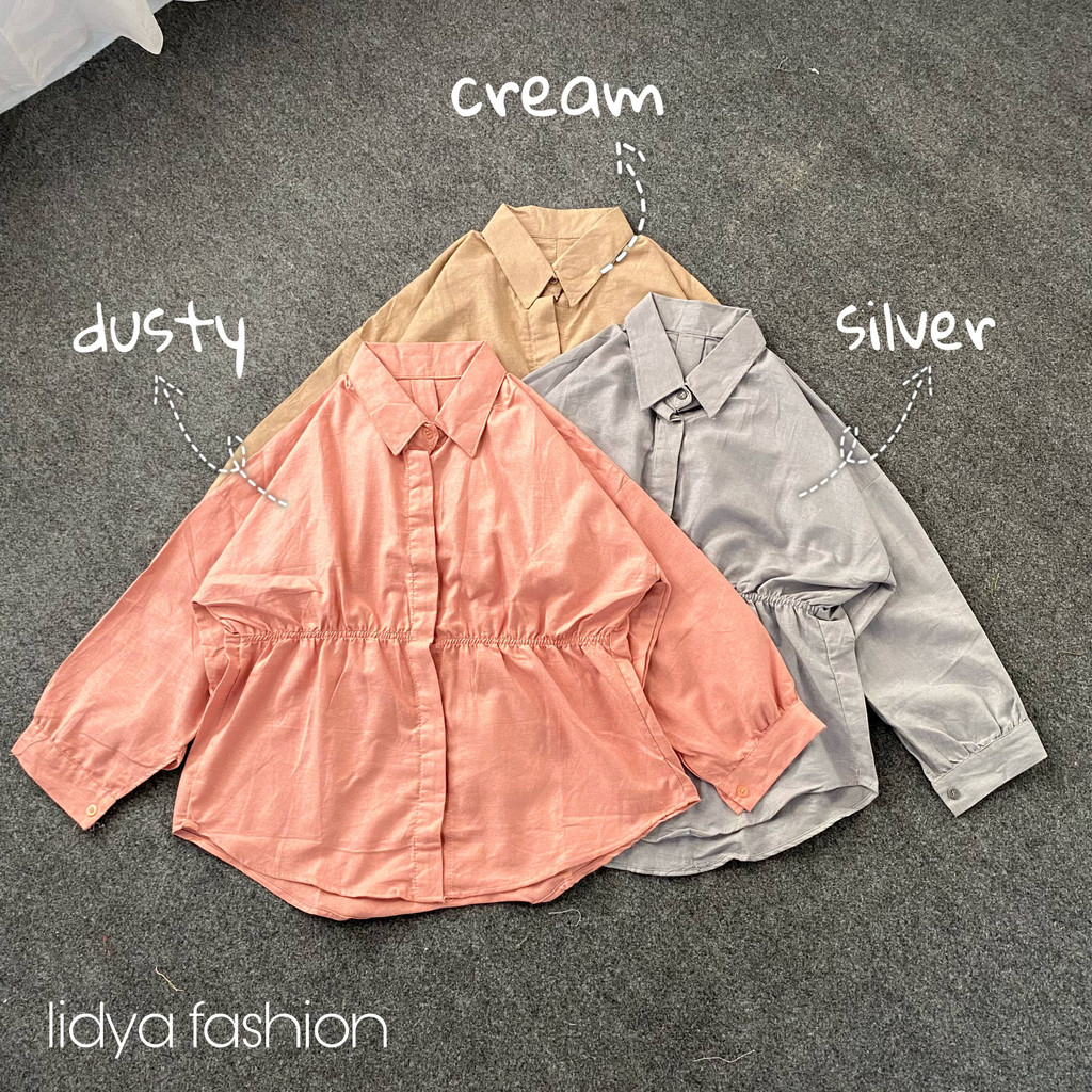 Alya Shirt Linen | Kemeja Wanita Kerut | Atasan Wanita Oversize Terbaru