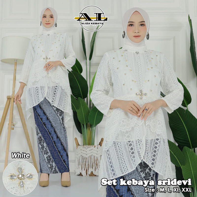 KEBAYA SET SRIDEVI PUTIH PESTA KONDANGAN BAJU TRADISIONAL KEBAYA MODERN