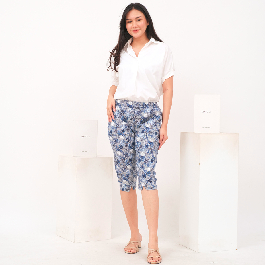 NHM Celana 7/8 Zigzag Motif, Celana Pendek Wanita Stretch