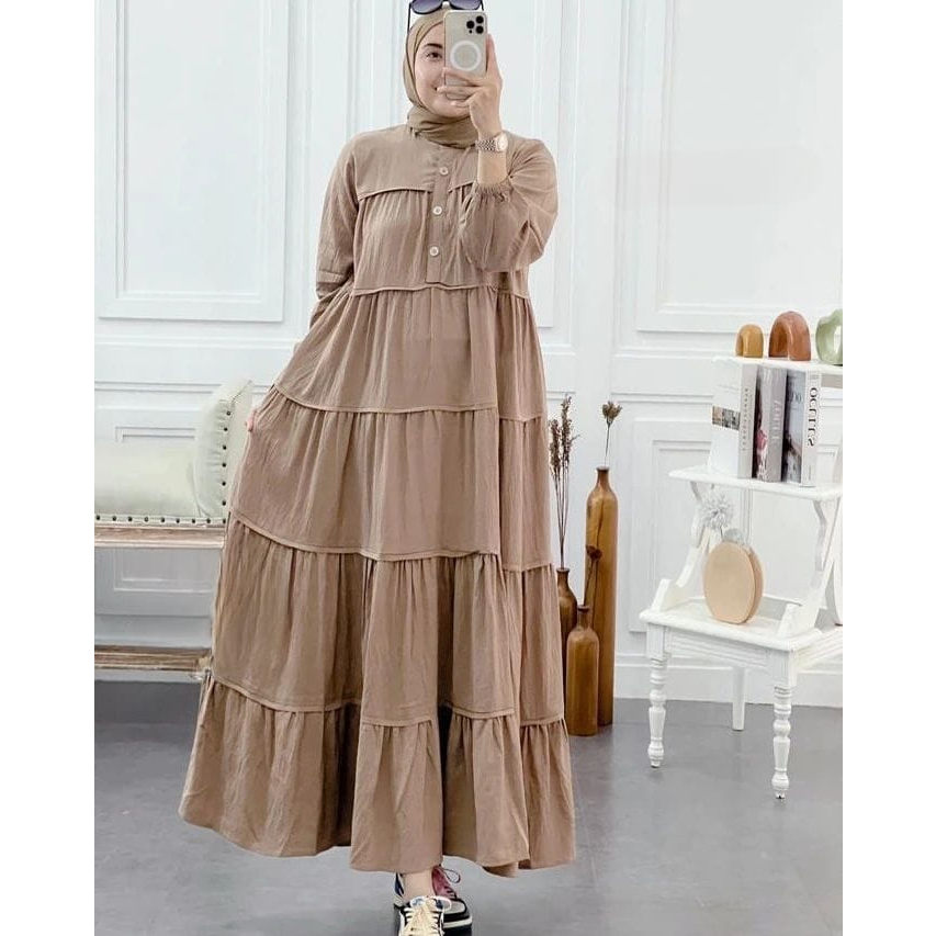 NEW - Inara Dress Busui Friendly Bahan Crinkle Gamis Wanita Lebaran Terbaru 2023 / DRESS WANITA KONDANGAN