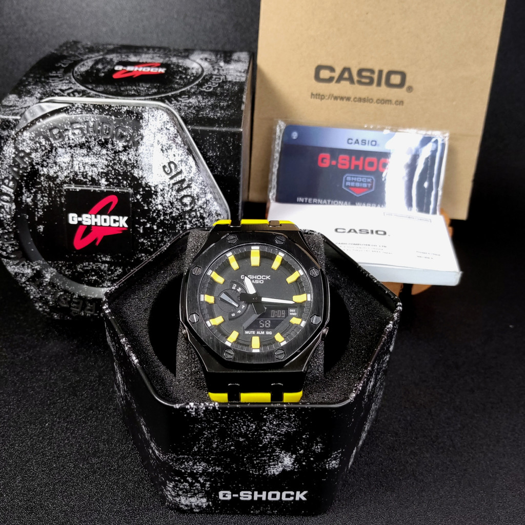 Casio G-Shock GM-2100 Custom Series Black Yellow - Jam Tangan Analog Digital  Pria Wanita GShock