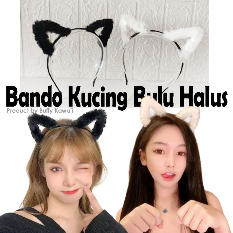 Bando kucing Bulu halus fashion wanita cosplay halloween sexy ulzzang kpop kawaii lolita